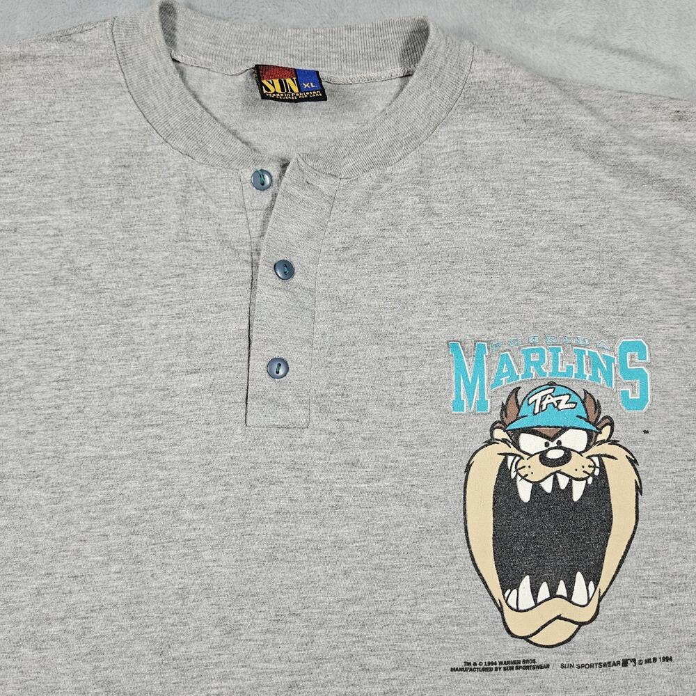 Vintage 1994 Florida Marlins Shirt Mens Size XL Taz Bugs Bunny Looney Tunes MLB - Picture 9 of 15